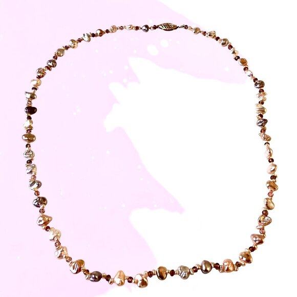 Fresh Water Pearl Necklace Nuggests & Beads With 14K Gold Clasp 17" - Picture 8 of 14